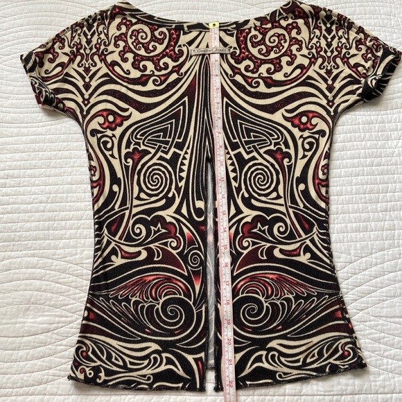 Jean Paul Gaultier 90s Vintage Tee Tattoo Skeleton T-shirt Back Slit 38 M fits S - Picture 14 of 17